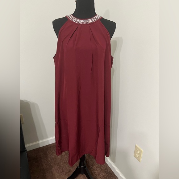 Dresses & Skirts - Formal Semi Formal Midi Jeweled Collar Ruched Halter. Neck Dress 1XL